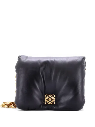 Pre-owned Loewe Goya Puffer Bag Leather Medium Shoulder Bag In Black