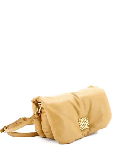Pre-owned Loewe Goya Puffer Bag Leather Mini Shoulder Bag In Neutral