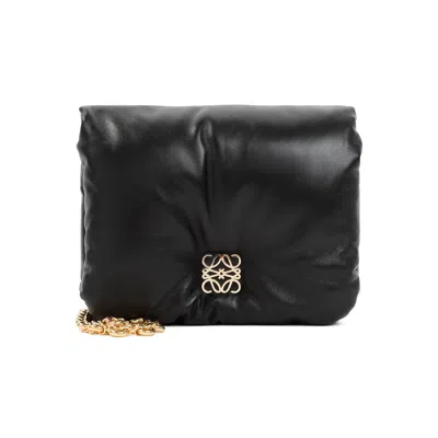 Loewe Goya Puffer Chained Shoulder Bag In Black