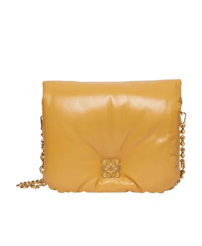 Loewe Goya Puffer Quilted Shoulder Bag In Gold