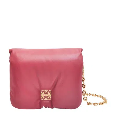Loewe Puffer Goya Bag In Shiny Nappa Lambskin In Red