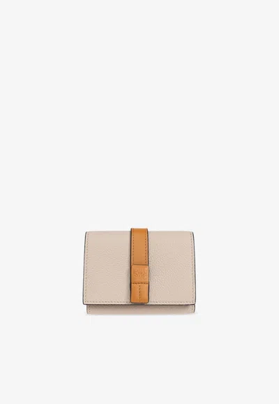 Loewe Grained Leather Tri-fold Wallet In Sand