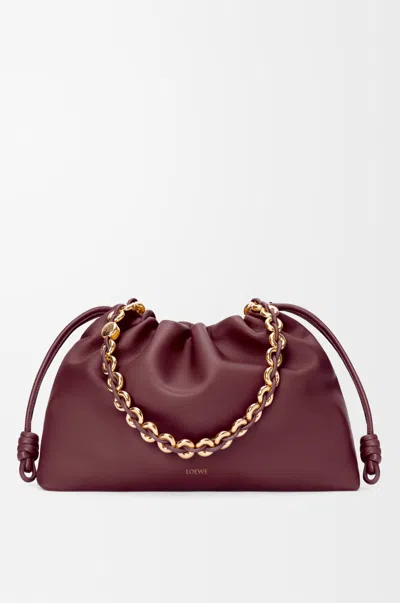 Loewe Large Flamenco Purse In Mellow Nappa Lambskin For Woman In Burgundy