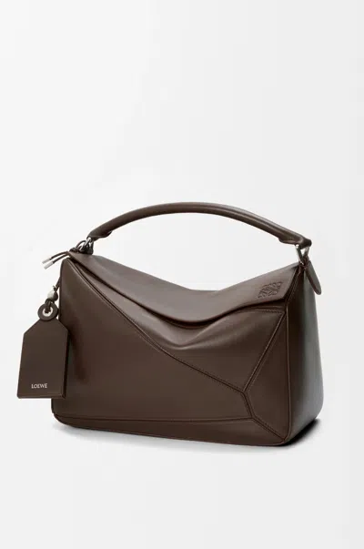 Loewe Large Featherlight Puzzle Bag In Nappa Lambskin For Man In Brown