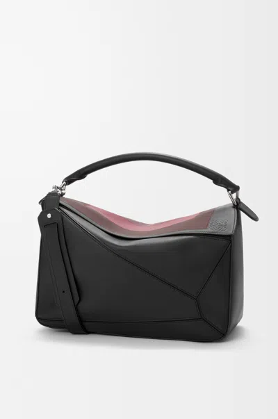 Loewe Albers Puzzle Edge Large Logo-debossed Leather Messenger Bag In Black