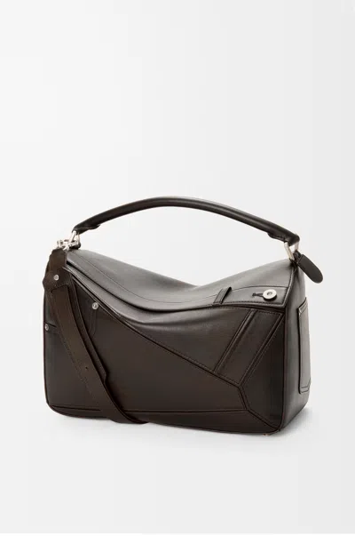 Loewe Panta Large Puzzle Bag In Shiny Leather Skin For Man In Brown