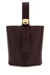 Loewe Women Grape Leather Mini Pebble Bucket Bag In Purple