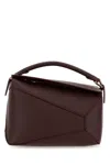 Loewe Puzzle Edge Small Top-handle Bag In Bicolor Leather In Darkburgundy