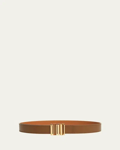 Loewe Graphic Buckle Leather Belt In Oak Gold