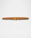 Loewe Graphic Buckle Leather Skinny Belt In Oak Gold