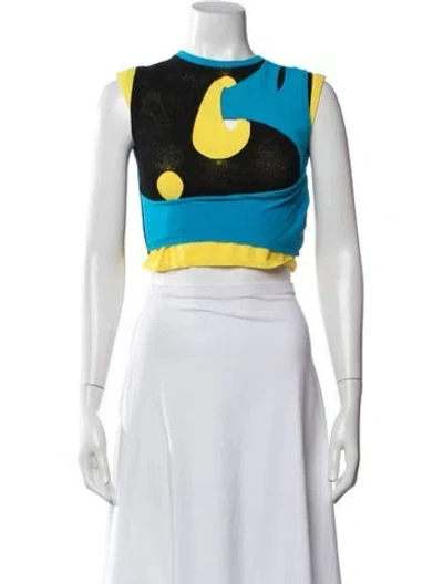 Pre-owned Loewe Graphic Print Crew Neck Crop Top In Multicolor