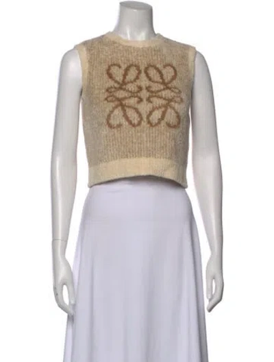Pre-owned Loewe Graphic Print Crew Neck Crop Top In Neutral