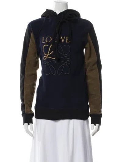 Pre-owned Loewe Graphic Print Crew Neck Hoodie In Blue
