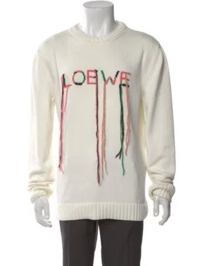 Pre-owned Loewe Graphic Print Crew Neck Pullover In White