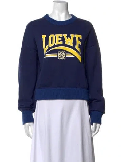 Pre-owned Loewe Graphic Print Crew Neck Sweater In Blue