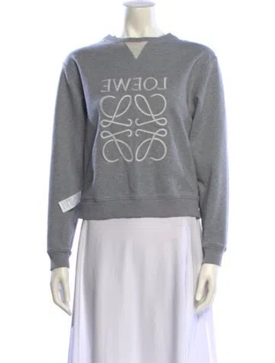 Pre-owned Loewe Graphic Print Crew Neck Sweater In Gray