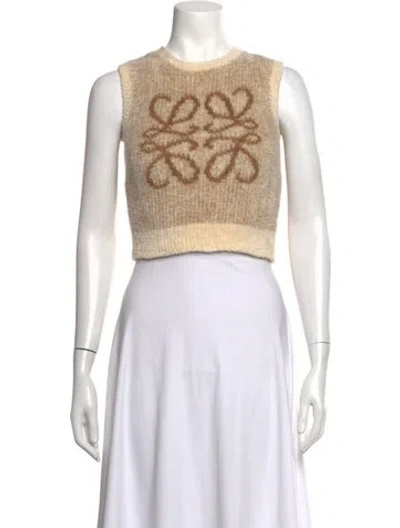 Pre-owned Loewe Graphic Print Crew Neck Sweater In Neutrals