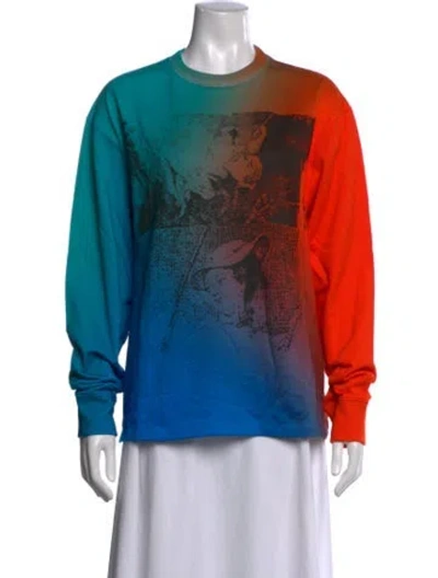 Pre-owned Loewe Graphic Print Crew Neck Sweater W/ Tags In Blue/orange