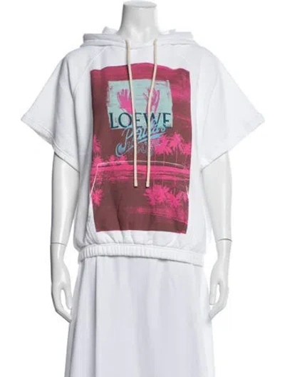 Pre-owned Loewe Graphic Print Crew Neck Sweater In White