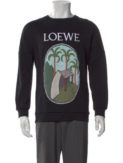 Pre-owned Loewe Graphic Print Crew Neck Sweatshirt In Black