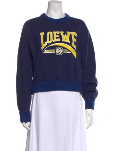 Pre-owned Loewe Graphic Print Crew Neck Sweatshirt In Blue