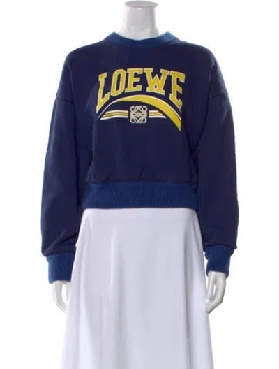 Pre-owned Loewe Graphic Print Crew Neck Sweatshirt In Blue