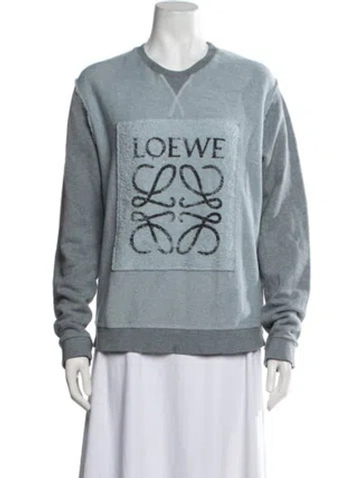 Pre-owned Loewe Graphic Print Crew Neck Sweatshirt In Blue