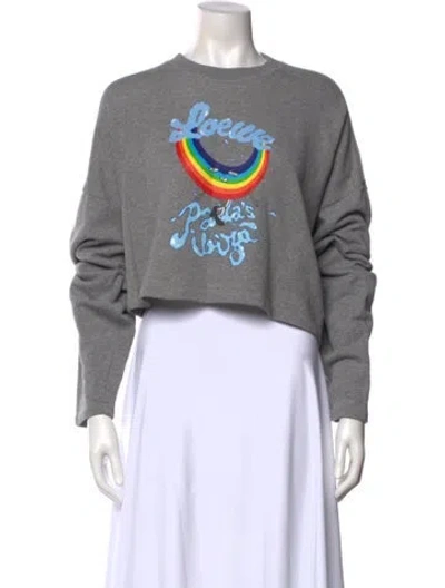 Pre-owned Loewe Graphic Print Crew Neck Sweatshirt In Gray