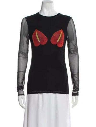 Pre-owned Loewe Graphic Print Crew Neck Top In Black