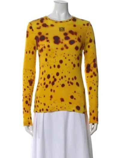 Pre-owned Loewe Graphic Print Crew Neck Top In Yellow