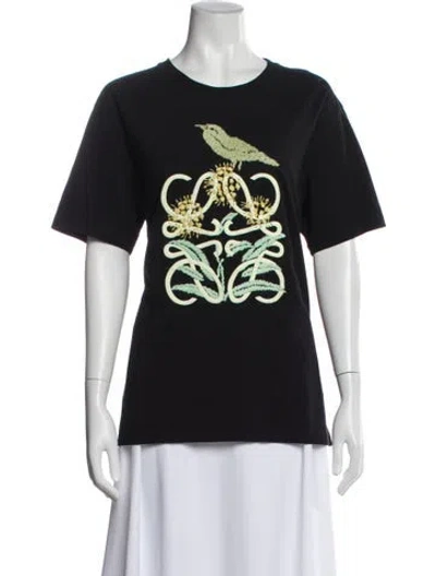 Pre-owned Loewe Graphic Print Crew Neck T-shirt In Black