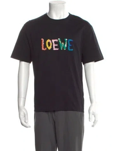 Pre-owned Loewe Graphic Print Crew Neck T-shirt In Black