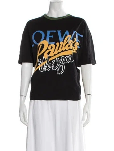 Pre-owned Loewe Graphic Print Crew Neck T-shirt In Black