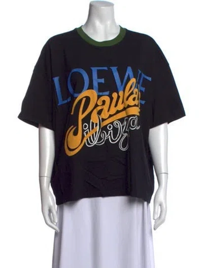 Pre-owned Loewe Graphic Print Crew Neck T-shirt In Black