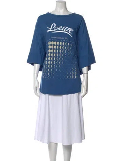 Pre-owned Loewe Graphic Print Crew Neck T-shirt In Blue