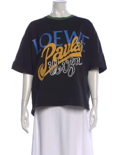 Pre-owned Loewe Graphic Print Crew Neck T-shirt In Blue