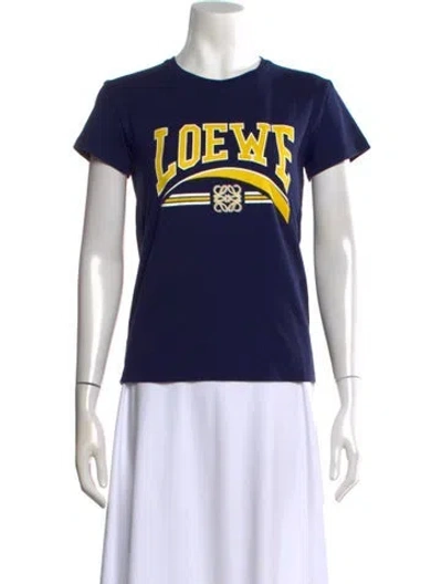 Pre-owned Loewe Graphic Print Crew Neck T-shirt In Blue