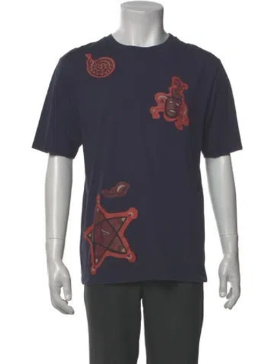 Pre-owned Loewe Graphic Print Crew Neck T-shirt In Blue