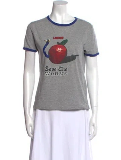 Pre-owned Loewe Graphic Print Crew Neck T-shirt In Gray