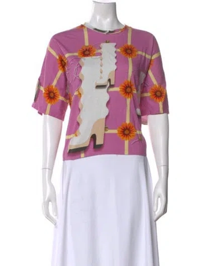 Pre-owned Loewe Graphic Print Crew Neck T-shirt In Purple