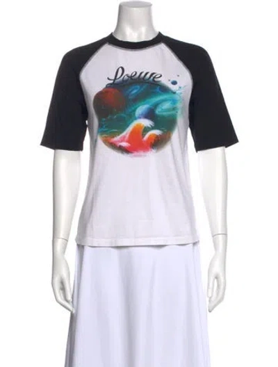 Pre-owned Loewe Graphic Print Crew Neck T-shirt In White