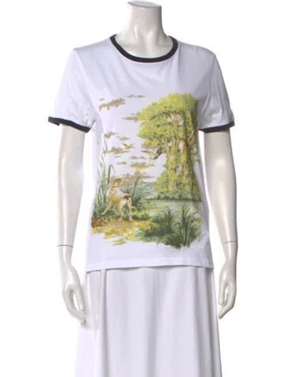 Pre-owned Loewe Graphic Print Crew Neck T-shirt In White