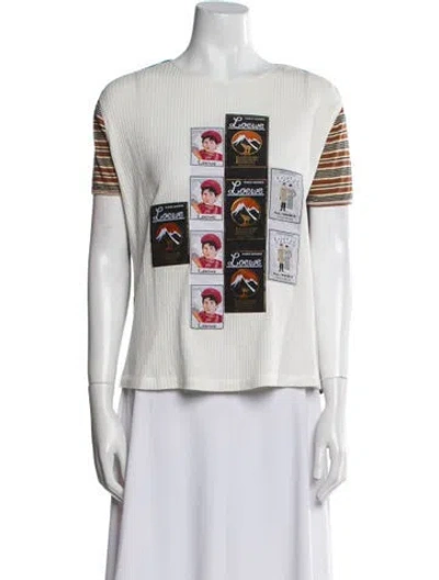 Pre-owned Loewe Graphic Print Crew Neck T-shirt In White