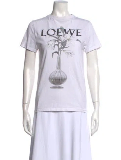 Pre-owned Loewe Graphic Print Crew Neck T-shirt In White