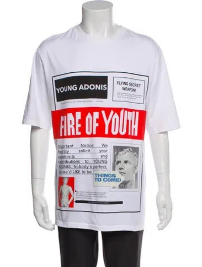 Pre-owned Loewe Graphic Print Crew Neck T-shirt In White