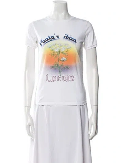 Pre-owned Loewe Graphic Print Crew Neck T-shirt In White