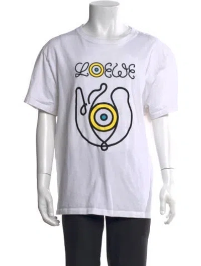 Pre-owned Loewe Graphic Print Crew Neck T-shirt In White
