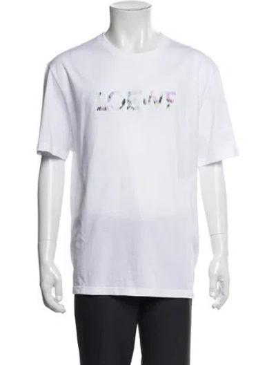 Pre-owned Loewe Graphic Print Crew Neck T-shirt In White