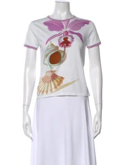 Pre-owned Loewe Graphic Print Crew Neck T-shirt In White
