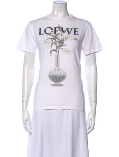 Pre-owned Loewe Graphic Print Crew Neck T-shirt In White